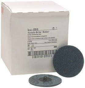 3M MMM7513 7513 3" Scotch Brite Roloc Surface Conditioning Discs, Very Fine, Blue - 25 Per Box