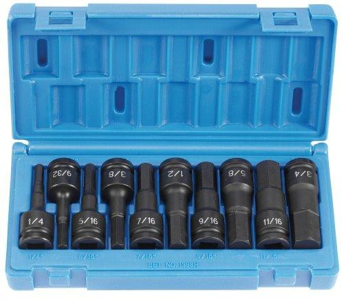Grey Pneumatic GRE1398H (1398H) 1/2" Drive 10-Piece Hex Driver Socket Set