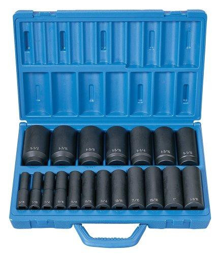 Grey Pneumatic GRE1319D Corp 1319D 1/2'' Drive Deep Length Fractional Master Set - 19 Piece