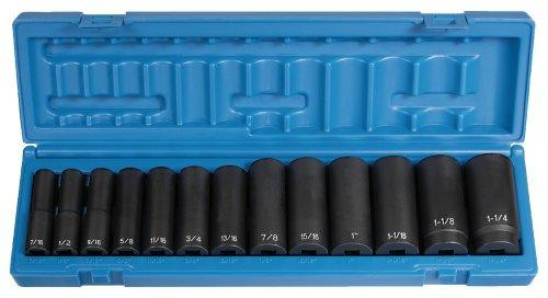 Grey Pneumatic GRE1312D Corp 1312D 1/2'' Drive Deep Length Fractional Set - 13 Piece