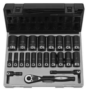 Grey Pneumatic GRE82222D 82222D 1/2" Drive 22pc Deep Length Fractional Duo-Socket Set - 12
