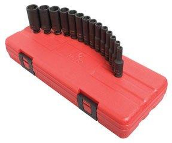 Sunex SUN1831 1831 14 -Piece 1/4-Inch Drive Deep Metric Magnetic Impact Socket Set