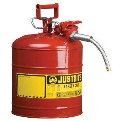 Justrite JUS7220120 7220120 - Galvanized Steel, AccuFlow Type II Red Safety Can with 5/8" Flexible Spout, Large ID zone, Meets OSHA & NFPA For Handling Hazardous liquids. . 2 Gallon (7.5L) Size.