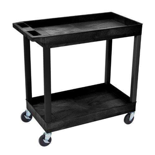Luxor LUXEC11 32" x 18" Tub Storage Cart 2 Shelves - Black, (EC11-B)