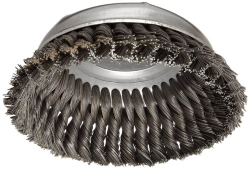 Weiler WEI36045 Vortex Pro Wire Cup Brush, Threaded Hole, Carbon Steel, Partial Twist Knotted, 6" Diameter, 0.025" Wire Diameter, 5/8"-11 Arbor, 6600 rpm (Pack of 1)