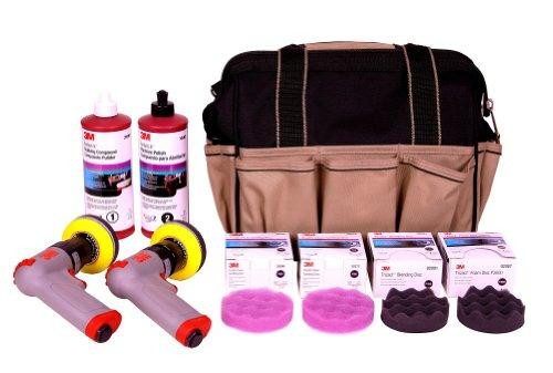 3M MMM02516 Professional Headlight Lens Restoration System that includes sanding & polishing tools with abrasives and polishes, 02516