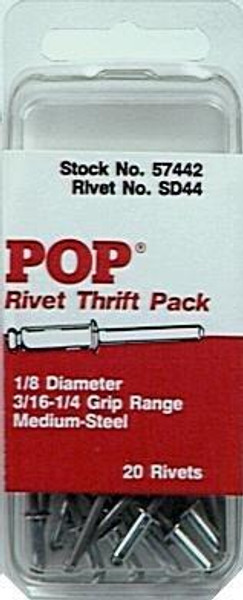 Helicoil HEL57442 Pop Sd44Bs 3/16-1/4-1/8Dia Rivets(20Pk) [Set of 4]