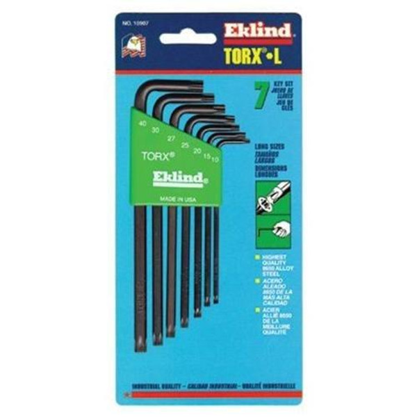 EKLIND TOOL EKL10907 Torx® L-Key Sets - 7-pc torx long allen wrench set w/holder t EKLIND TOOL EKL10907 Torx® L-Key Sets - 7-pc torx long allen wrench set w/holder t