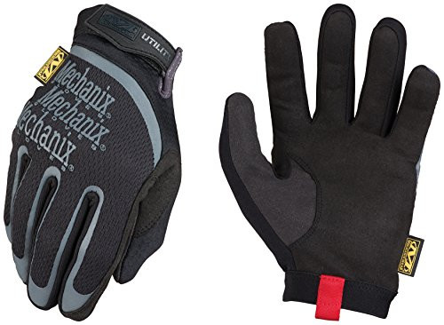 MECHNX MECH15-05-012 MECHNX Utility Full Finger Synthetic Leather and Spandex Mechanics Gloves with Hook and Loop Cuff, XX-Large, Black