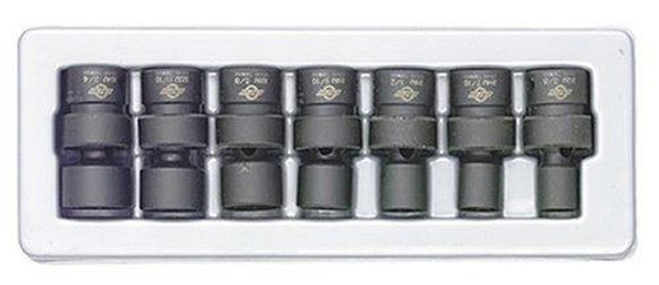 Sunex SUN3654 3654 3/8-Inch Drive Standard Fractional Universal Impact Socket Set, SAE, 6-Point, Cr-Mo, 3/8-Inch - 3/4-Inch, 7-Piece