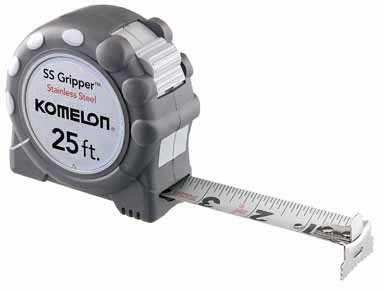 Komelon KOMSS125 USA 1" X 25' SS Gripper™ Stainless Steel W/Rubber Grip Tape Rule