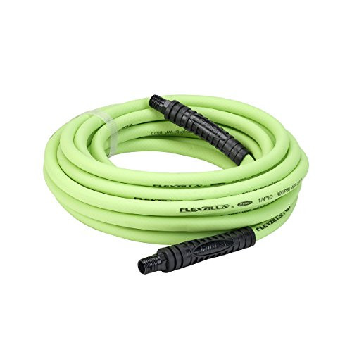 Legacy Manufacturing LEGHFZ1425YW2 Flexzilla Air Hose, 1/4 in. x 25 ft., 1/4 in. MNPT Fittings, Heavy Duty, Lightweight, Hybrid, ZillaGreen -