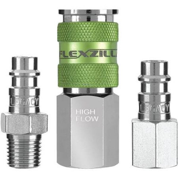 Legacy Manufacturing LEGA53452FZ Flexzilla Pro High Flow Coupler & Plug Kit, 3 Piece - 1/4 in. NPT