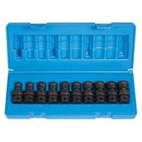 Grey Pneumatic GRE1610UM (1610UM) 3/8" Drive 10-Piece 12-Point Standard Length Metric Universal Socket Set