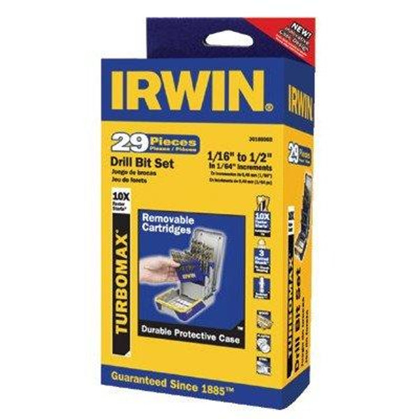 Vise Grip HAN3018006B IRWIN Tools 29 Piece Industrial Drill Bit Set Case with TurboMax Bits (3018006B)