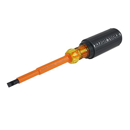 Klein Tools KLE602-4-INS Insulated 1/4'' (6 mm) Cabinet-Tip 4'' (102 mm) Round-Shank Screwdriver