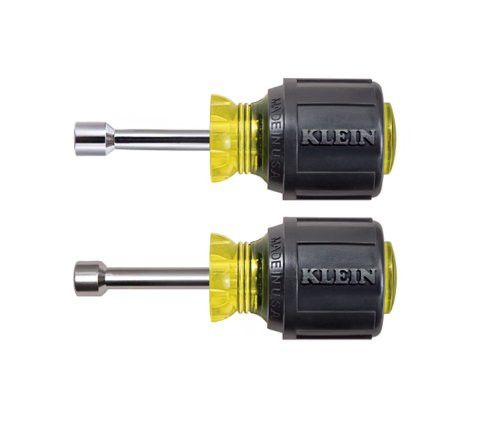 Klein Tools KLE610 M Nut Driver, Stubby Set, Hex Sizes 1/4-Inch and 5/16-Inch, Hollow Shaft, Magnetic Tip, 2-Piece