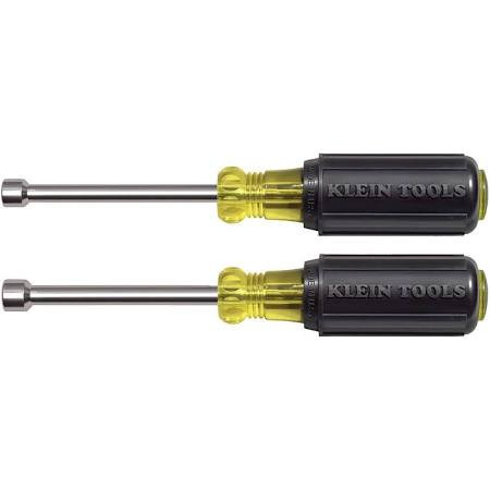 Klein Tools KLE630M 2 Piece Magnetic Tip Nut Driver Set - 3'' (76 mm) Hollow Shanks