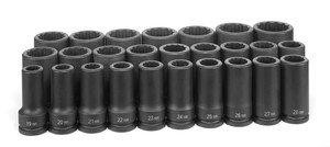 Grey Pneumatic GRE8126MD Deep Metric Master Impact Socket Set (26 Piece 3/4" Drive 12 Point)