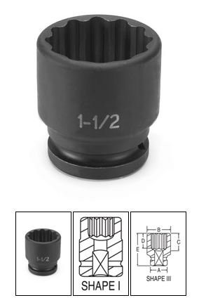 Grey Pneumatic GRE3140R 3/4" Drive x 1-1/4" Standard - 12 Point
