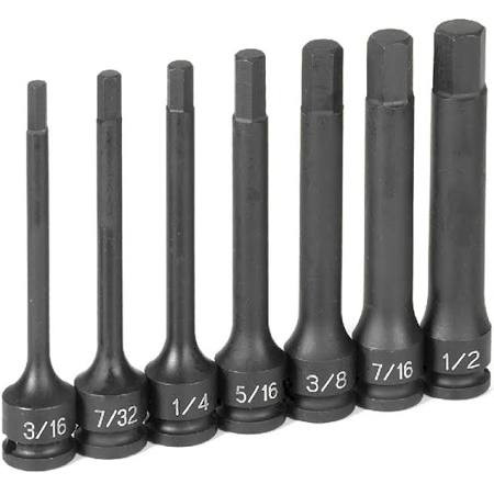 Grey Pneumatic GRE1247H 3/8" Dr. 7 Pc. 4" Length Fractional Hex Driver Set