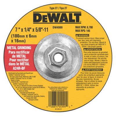 DeWalt DWTDW4999 7"x1/4" Metal Grinding Wheel