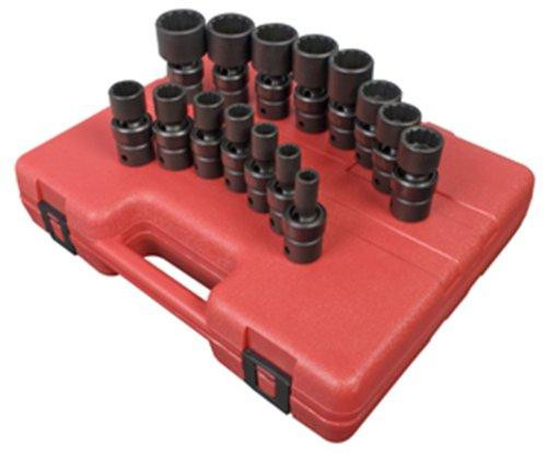 Sunex SUN2856 2856 1/2-Inch Drive Universal 12-Point SAE Impact Socket Set, 15 Piece