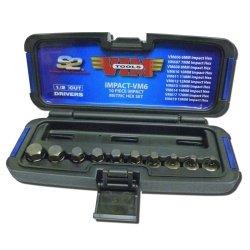 VIM Tools VIMIMPACT-VM6 Half Cut Stubby Metric Hex Set 3/8" Square Drive, 10 Pc