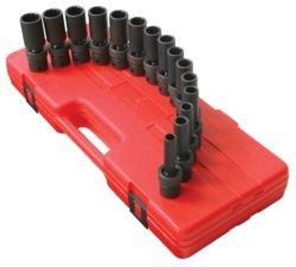 Sunex SUN2662 International 2662 1/2" Dr. Deep Universal 12 POINT Metric Impact Socket Set, 15 pc.