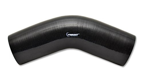 VIBRANT 2752 Performance Power Hose Coupler, Silicone, 4ply Aramid Reinforced, 45 degree Elbow, 2.50 in. Inlet I.D, 2.50 in. Outlet I.D, 4.50 in. Leg Length, 2.50 in. CLR, Black, each