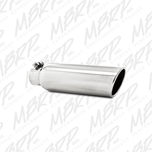 MBRP T5147 3.5" O.D. 2.25" Inlet 12" Length T304 Stainless Steel Angled Cut Rolled End Clampless Exhaust Tip
