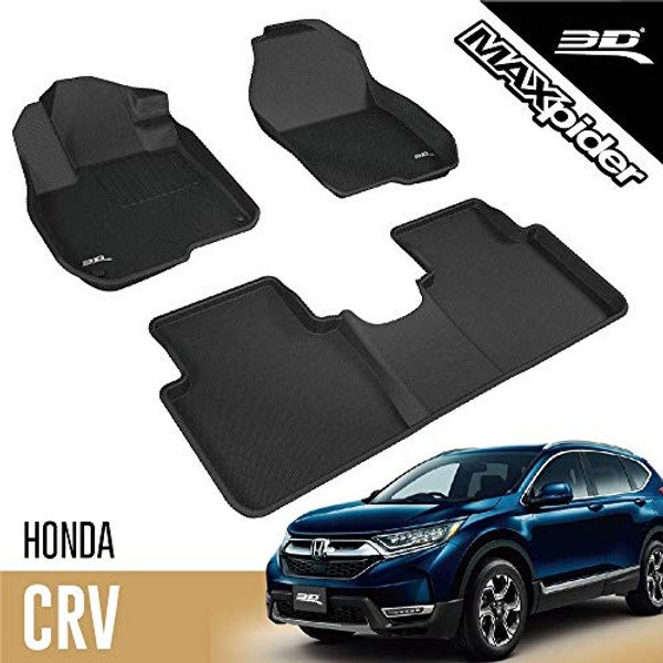 3D MATS/U-AC HD08601509 3D MAXpider L1 All-Weather Floor Mats for Honda CR-V CRV 2017 2018 2019 2020 Custom Fit Car Floor Liners, Kagu Series (1st & 2nd Row, Black) 3D MATS/U-AC HD08601509 3D MAXpider L1 All-Weather Floor Mats for Honda CR-V CRV 2017 2018 2019 2020 Custom Fit Car Floor Liners, Kagu Series (1st & 2nd Row, Black)