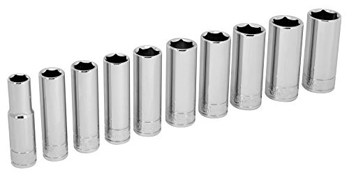 Wilmar W38402 Performance Tool () 3/8" Drive 10-Piece Metric Deep Socket Set
