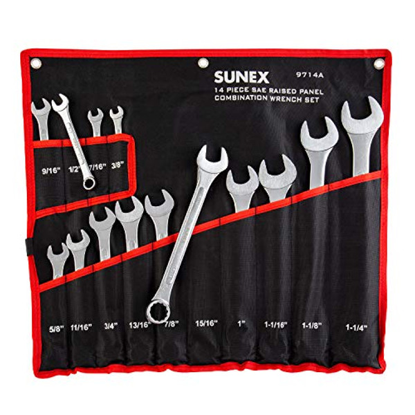 SUNEX INTERNATIONAL INC SU9714A $WRENCH SET 14 PC RAISED PNL SAE COMB 3