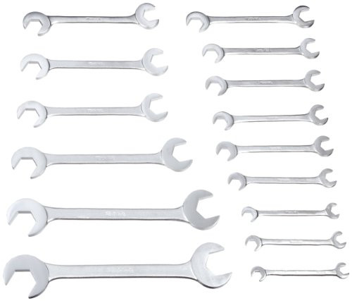 Martin Sprocket & Gear MTOB15KM Martin Hydraulic Wrench Set, 15 Pieces ranging from 10mm to 30mm in Roll Bag, Chrome Finish
