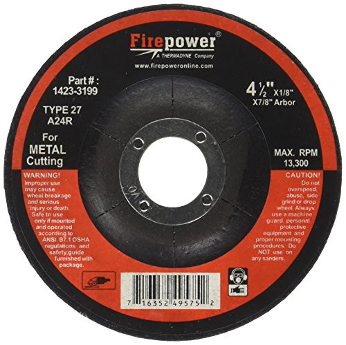 ESAB WELDING & CUTTING PRODUCTS VQ1423-3199 Firepower Type 27 Depressed Center Grinding Wheel without Hub, 4-1/2-Inch Diameter, 1/8-Inch Width with 7/8-Inch Hole