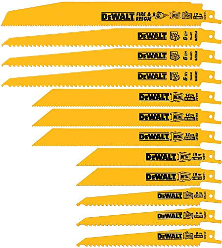 DeWalt DW4892 Reciprocating Saw Blades, Bi-Metal Set with Case, 12-Piece ()
