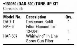 DeVilbiss DV130030 AUTOMOTIVE REFINISHING DAD-600 DESICCANT SYSTEM TUNE-UP KIT