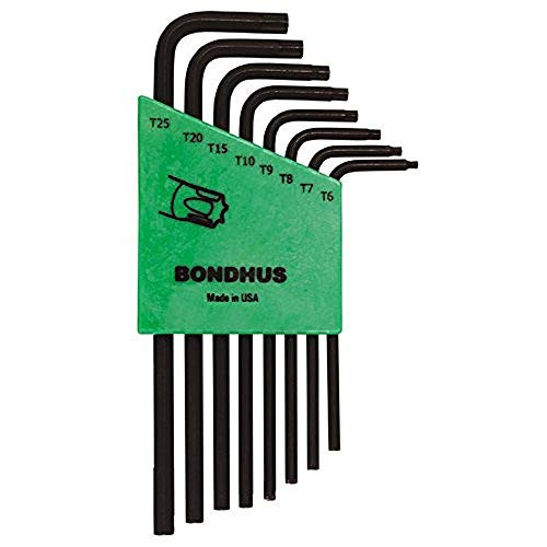 Bondhus BH31832 Set of 8 Star L-wrenches, Long Length, sizes T6-T25