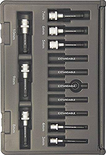 Bondhus BH30487 - Bit Set - 2in. Hex with Sockets, Prohold, 3-10mm, 8 Pc -