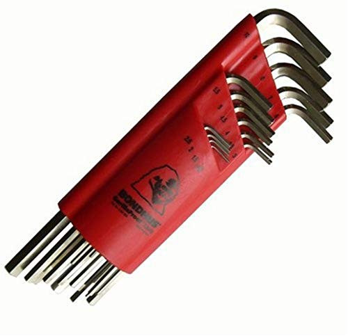 Bondhus BH17195 Set of 15 Hex L-wrenches with BriteGuard Finish, Extra Long Length, sizes 1.27-10mm