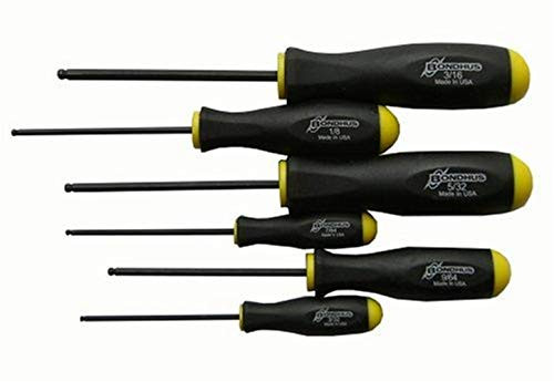 Bondhus BH10645 Set of 7 Balldriver Screwdrivers, ProGuard Finish, sizes 5/64-3/16-Inch
