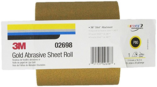 3M 3M2698 Stickit Gold Abrasive Sheet Roll, 236U, 0, 4 1/2 IN X 20 YD, P80