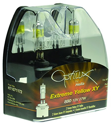 Hella H71071172 Optilux XY Series 880 Xenon Yellow Halogen Bulbs, 12V, 27W, 2 Pack