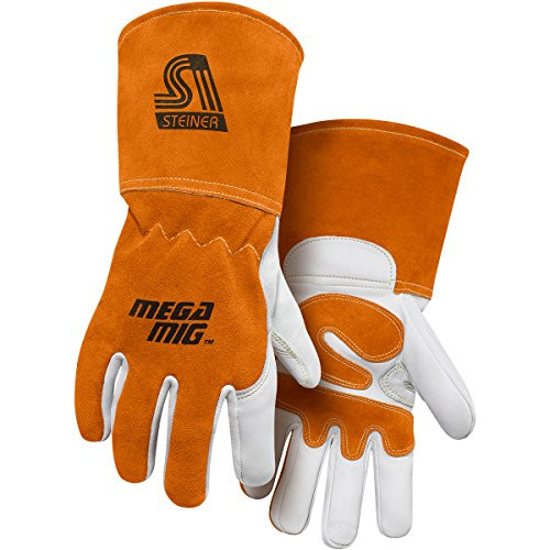 Steiner SB0215-X Mega MIG Gloves, Premium Heavyweight Grain Goatskin Split Cowhide Back Palm Reinforcements, 4.5-Inch Cuff, Extra Large