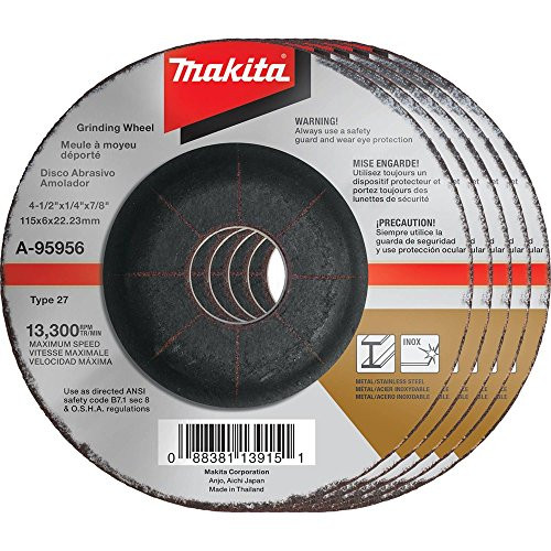 Makita MPA-95956 -25 36 Grit INOX Grinding Wheel (Pack of 25), 4-1/2" x 1/4" x 7/8"