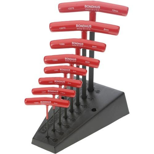 Bondhus BND13389 Standard T-Handle Hex Tool Sets - 8 pc metric t handle w/stand 2-10 mm