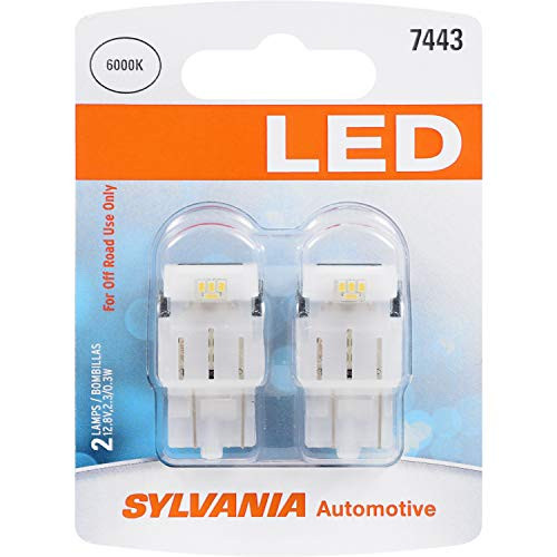 OSRAM SYLVANIA 7443SLBP2 SYLVANIA - 7443 T20 LED White Mini Bulb - Bright LED Bulb, Ideal for Daytime Running Lights (DRL) and Back-Up/Reverse Lights (Contains 2 Bulbs)