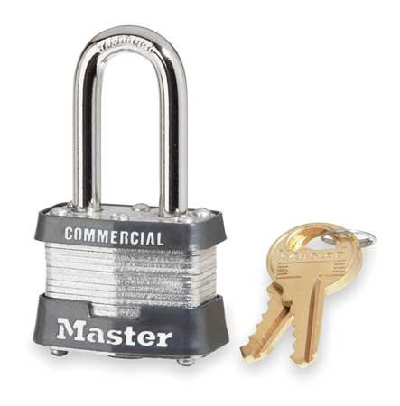 Laminated Steel Lock, 1-9/16" Wide Body, 1-1/2" Shackle Clearance, Keyed Differently, Boxed MASTERLOCK MSL3LF