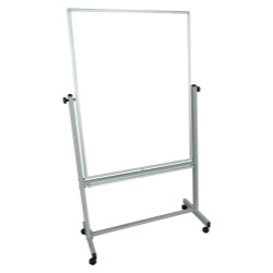 Luxor LUXMB3648WW & #174 Mobile Double Sided Magnetic Whiteboard, Aluminum Frame, 36"W x 48"H